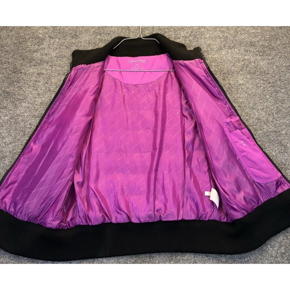 Calvin Klein Performance Women's Large Pink Black Puffer Vest Full Zip - Picture 4 of 8